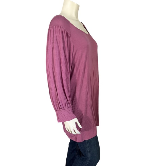 RDI Women's Size 1X Pink Bubble Long Sleeve Knit Keyhole Back Flowy Tunic Top - Picture 8 of 17
